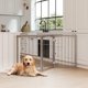 thumbnail image 4 of JJUN Freestanding Dog Gate for Small Medium Dogs, 63" W x 30" H Foldable 3-Panel Wooden Pet Gate, No Assembly Required, Indoor Safety Fence for Doorways, Stairs, Hallways, Bedrooms (Gray), 4 of 9