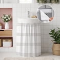 thumbnail image 4 of Grey Buffalo Plaid Cabinet Curtains 28"W x 35L, Farmhouse Checkered Watercolor Under Sink Skirt for Bathroom Vanity Kitchen Self Adhesive, Dust-Proof Privacy Curtain for Closet Shelves Laundry Room, 4 of 9