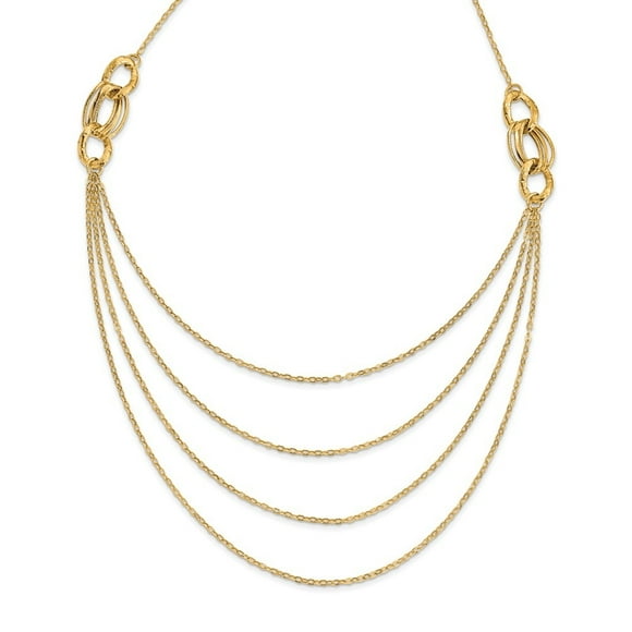 Diamond2Deal 14K Yellow Gold Four Layer Rope Chain Necklace 18inch for Women