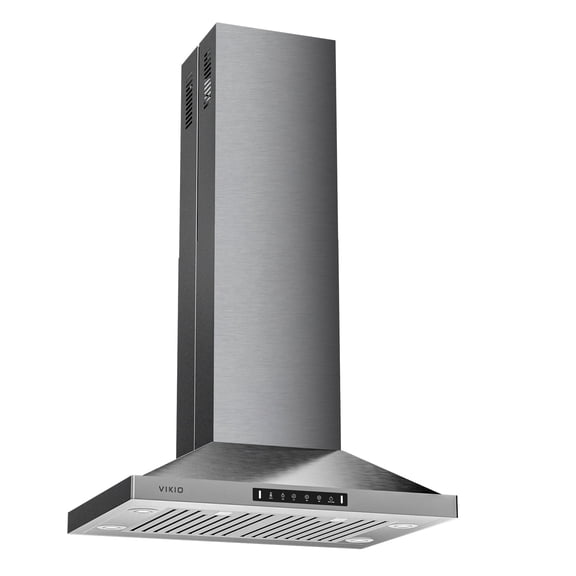 VIKIO 30 inch Island Range Hood , 450 CFM with Touch/Gesture, Convertible Ducted/Ductless, 3-Speed Fan, 2 Stainless Steel Baffle Filters