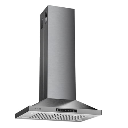 VIKIO 30 inch Island Range Hood , 450 CFM with Touch/Gesture, Convertible Ducted/Ductless, 3-Speed Fan, 2 Stainless Steel Baffle Filters