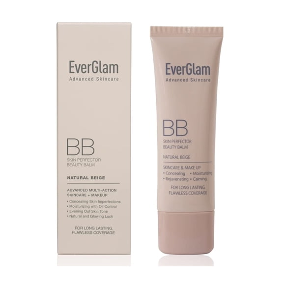 EverGlam K-Beauty Skin Perfector Korean BB Cream Light Medium - Brillo natural impecable en segundos | Crema hidratante con color multifunción: permanece encendida todo el día Resistente al rocío Cont