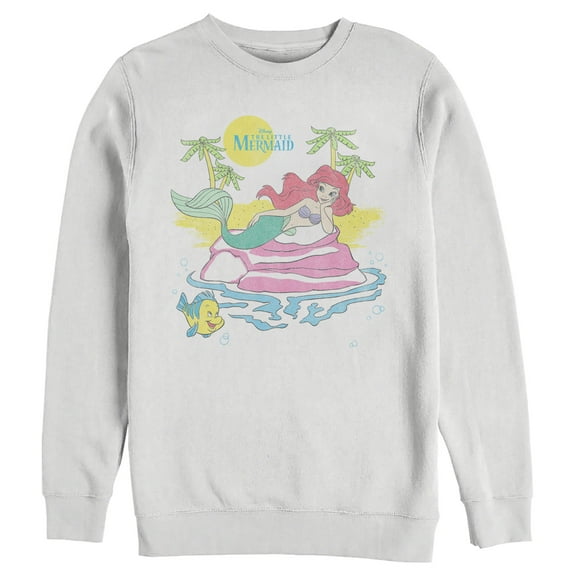 Men's The Little Mermaid Distressed Ariel Beach Scene Sweatshirt