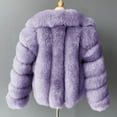 thumbnail image 4 of SEAOPEN Womens Cropped Faux Fur Jacket Shaggy Lapel Zip Up Winter Coats Fuzzy Warm Outerwear under 10 Purple,M, 4 of 5
