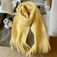 thumbnail image 2 of MIASHUI Women's Solid Color Include Wool Knit Yarn Fringe Warm Long Scarf, Scarf for Women, Winter Scarf for Cold Weather Yellow, 2 of 3