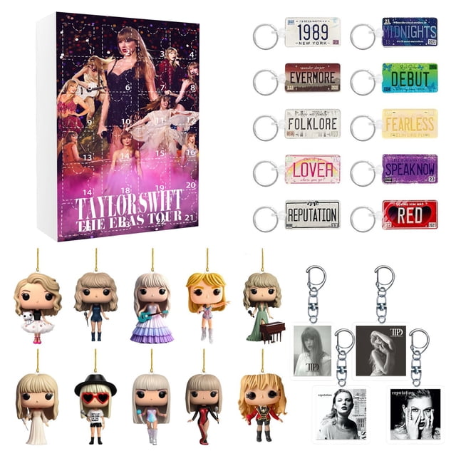 Calendario de Adviento de Navidad de Taylor Contiene 24 decoraciones acrílicas navideñas Calendario de llegada Calendario de cuenta regresiva de Navidad con colgantes sorpresa Objetos de colección na