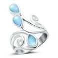 thumbnail image 4 of Pear Teardrop Swirl Spiral Ring Larimar 925 Sterling Silver Size 7, 4 of 7