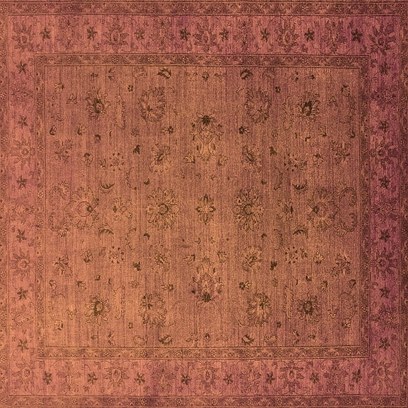 Ahgly Company Indoor Square Oriental Orange Industrial Area Rugs, 8' Square