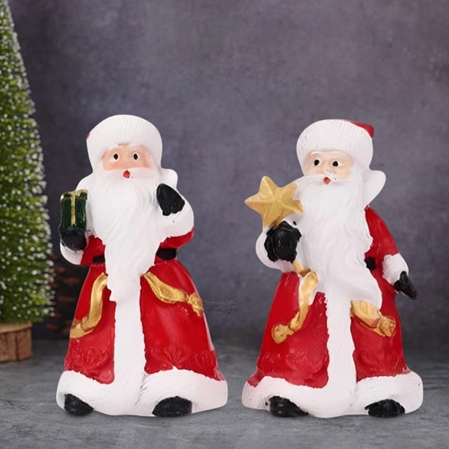 Conjunto de 2 figuras de Papá Noel para centros de mesa, decoraciones navideñas, adorables adornos de escritorio para fiestas, estantes, dormitorios,