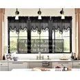 thumbnail image 2 of Gorgeous Home Linen 1Pc Wave Black Waterfall Valance with Tassels Faux Silk Rod Pocket Semi Sheer Dressing Window 55" wide X 18" long for kitchen décor, 2 of 5