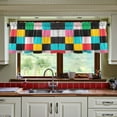 thumbnail image 3 of Yayeee Kitchen Curtains Tier Set of 2 Light Filtering 57"x24" Over Sink Window Panels, Blue Checkered Pattern, 3 of 7