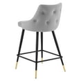 thumbnail image 6 of Counter Stool Chair, Velvet, Light Grey Gray, Modern Contemporary Urban Design, Bar Pub Cafe Bistro Hotel Restaurant Hospitality, 6 of 8