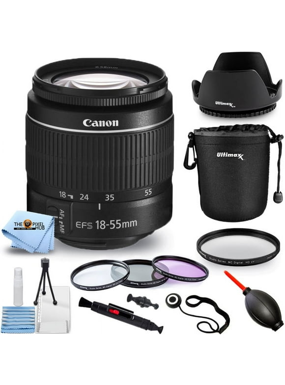 Canon EF-S 18-55mm f/3.5-5.6 III Zoom Lens Filter Kit Bundle - New in White Box