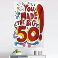thumbnail image 1 of 50th Birthday Tapestry, Colored Floral Design Fun Cartoon Like Display and Party Message, Fabric Wall Hanging Decor for Bedroom Living Room Dorm, 5 Sizes, Multicolor, by Ambesonne, 1 of 1