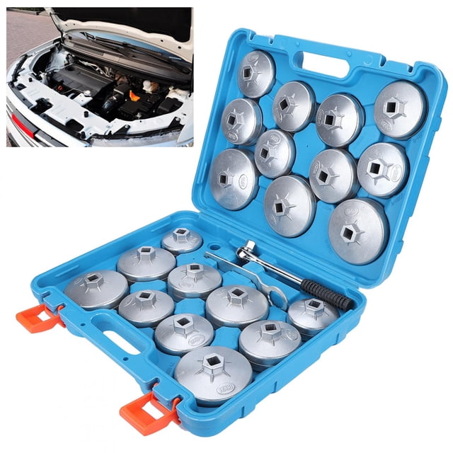 Fdit Oil Filter Cap Remover Tool,Remover Tool Kit,23Pcs Cup Type Oil Filter Wrench Removal Socket Adapter Remover Tool Kit W/Spanner