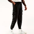 thumbnail image 5 of Loose Fit Multi Pocket Joggers For Spring Summer, Men's Street Style Waist Drawstring Casual Pants Cargo Pants For Fitness Outdo, 5 of 5