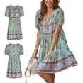 thumbnail image 1 of SAYOO Vestido de cintura alta con cuello en V y estampado de flores para mujer SAYOO  Moda, 1 of 9