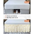thumbnail image 7 of Boho Yellow Floral Wrap Around Bed Skirts for King Bed 18" Drop,Bed Skirt with Adjustable Elastic Belt Dust Ruffle Bed Valance for Bedroom Hotel Vintage Farmhouse Paisley Plant Leaf Bed Frame Cover, 7 of 7