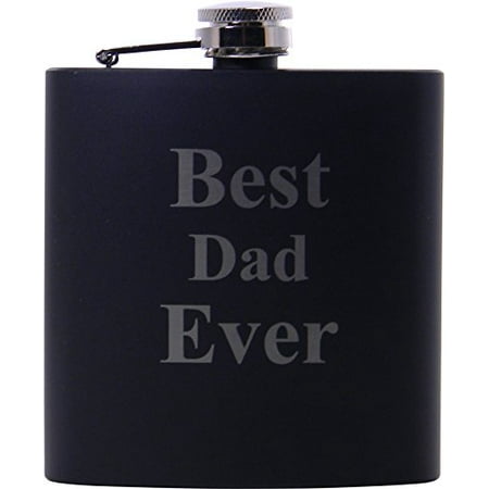 Best Dad Ever 6oz Black Flask - Great Gift for Father's Day, Birthday, or Christmas Gift for Dad, Grandpa, Grandfather, Papa,