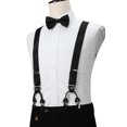 thumbnail image 5 of HISDERN Suspenders and Bow Ties for Mens Black Bowties Suspender Pocket Square Set Y Shape 6 Clips, 5 of 9