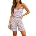 thumbnail image 3 of SROBPTY Womens Pajama Set Print Crew Neck Sleeveless Tops Sleepwear Shorts, 3 of 5
