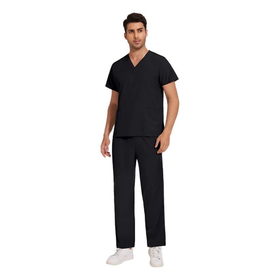 Unisex Medical Nursing Uniforms Set Black Work Uniform for Dental Clinics