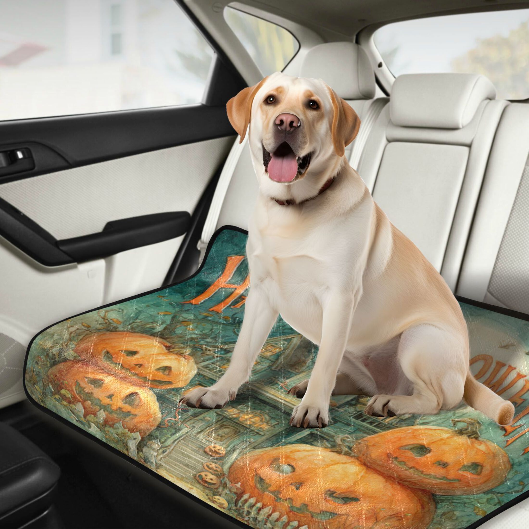 Qxltty Smiling Pumpkin Cat litter Pads Pet Set of 2 Diaper Mats Center Anti-leakage Layer Absorbent Soft and Comfortable