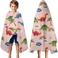 thumbnail image 3 of Pink Dinosaur and Rainbow Pattern Hooded Bath Towel，60"x35" for Ages 3 To 12 Kids, Quick Dry Lightweight Soft Microfiber Hood Beach Towel Cover Up for Kids, 3 of 7