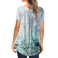 thumbnail image 3 of AOOCHASLIY Womens Blouses Short Sleeve Women Trendy V- Neck Floral Printed Tunic Tops Buttons Short Sleeve T-shirt, 3 of 6