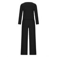 thumbnail image 5 of Two Piece Outfit Women 2 Piece Sets for Women Summer Clothing Set Female Round Neck Sleeveless Tops Pants Sets Full Pant Style S_974 Women's Tracksuits Black L, 5 of 6