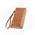 thumbnail image 1 of Jumpingount Cartera larga con cremallera para hombre, bolsa de crédito, monedero, tarjetero, Vertical, antirrobo, gran capacidad para ama de Carteras Caqui, 1 of 6