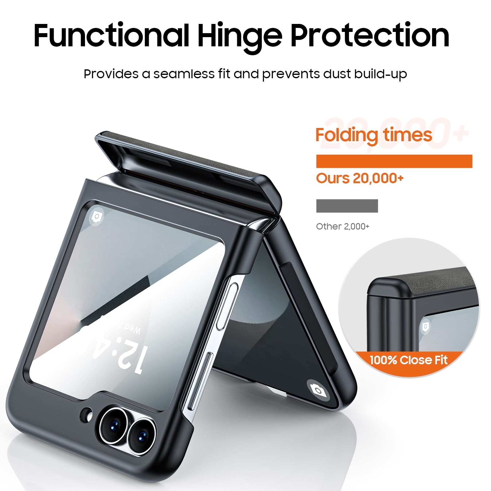 Oupeigar for Samsung Galaxy Z Flip 6/7FE Phone Case,with Hinge Protection & Screen Protection,Ultra Thin Leather Shockproof Cover Case-Gray