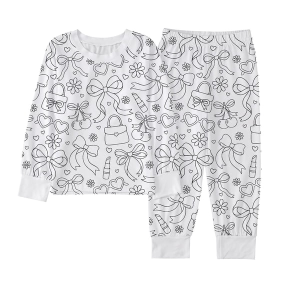 RMGVDSD Boys Coloring Pajama Sets Kids DIY Hand Painted Homewear Set Colorable Pajamas Long Sleeve Nightwear Comfortable Bedtime Outfit 2-3 Years