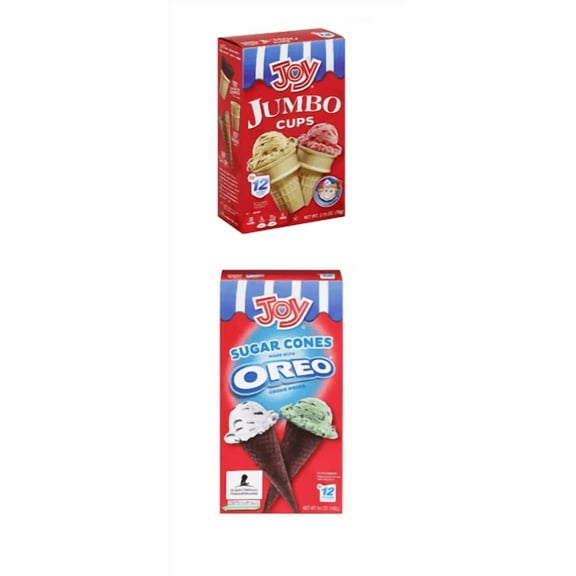 Joy Ice Cream Cups, Jumbo, 12 ct - Joy Oreo Sugar Cones, 12 ct