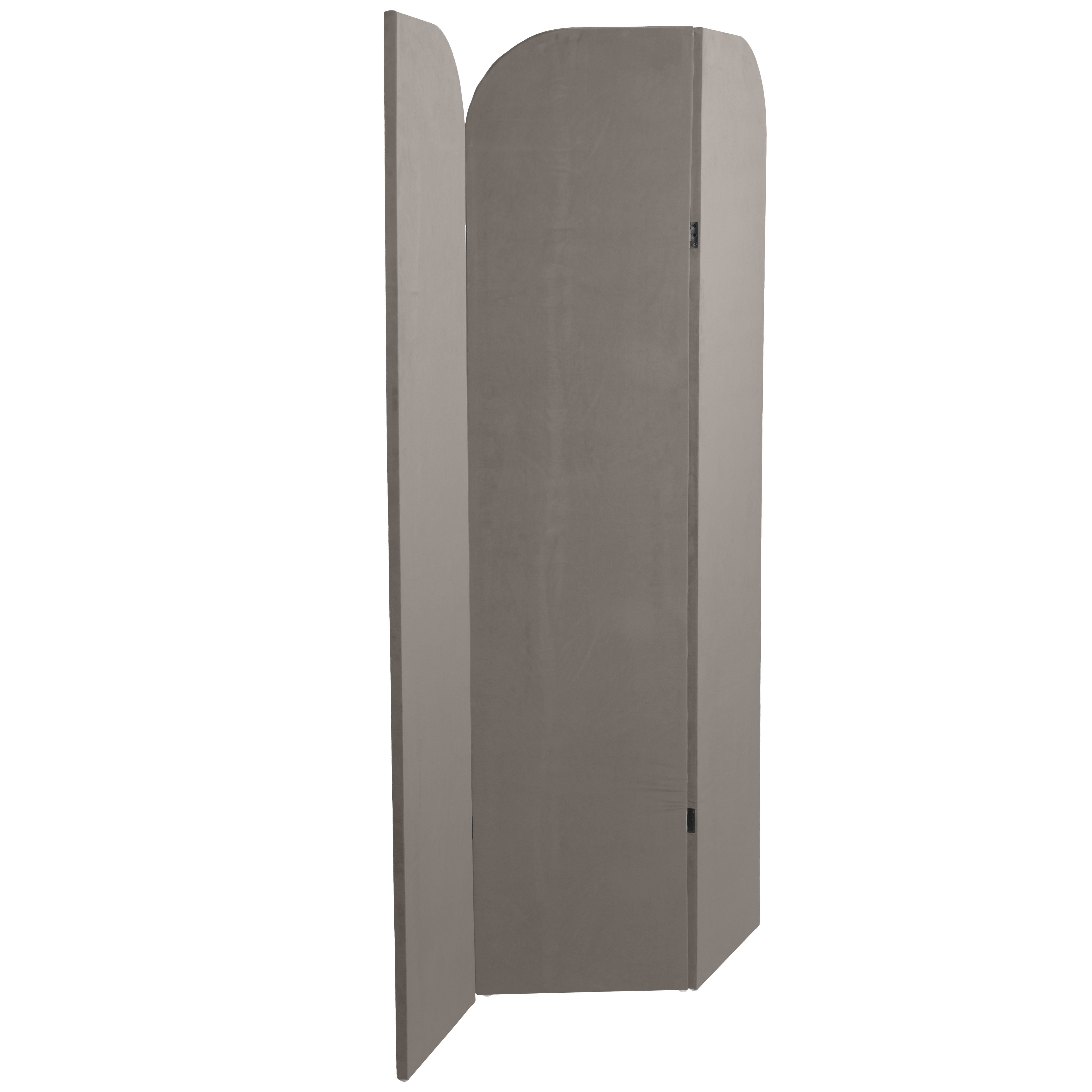 6 ft. Modern Arch Velvet Room Divider Charcoal 3 Panel