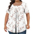 thumbnail image 2 of ITSAME Womens Plus Size Tunic Blouse, Short Sleeve Florla Trendy New 2025 Pleated Loose Casual T-Shirt Pink 4XL, 2 of 4