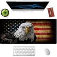 thumbnail image 2 of Extended Gaming Mouse Pad - Non-Slip Water-Resistant Rubber Base Computer Keyboard Mouse Mat, 35.4x15.7-inch XX-Large Desk Mat, Ideal Partner for Work & Game, American Bald Eagle on Grunge Flag, 2 of 5
