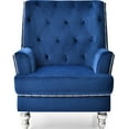 thumbnail image 2 of Navy Blue Traditional Comfort Chair, 37"h 30"w 33"d, Round Arms Relief, No Assembly, Suits Varied Decor, Velvet, Foam Filled Fashionable Comfy Armchair, 37" Height, 30" Width, 33" Depth, Arm Zone,, 2 of 2