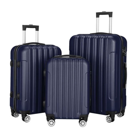 Luggage Set 3-in-1, Large Capacity Suitcase, Spinner Wheels - Navy Blue