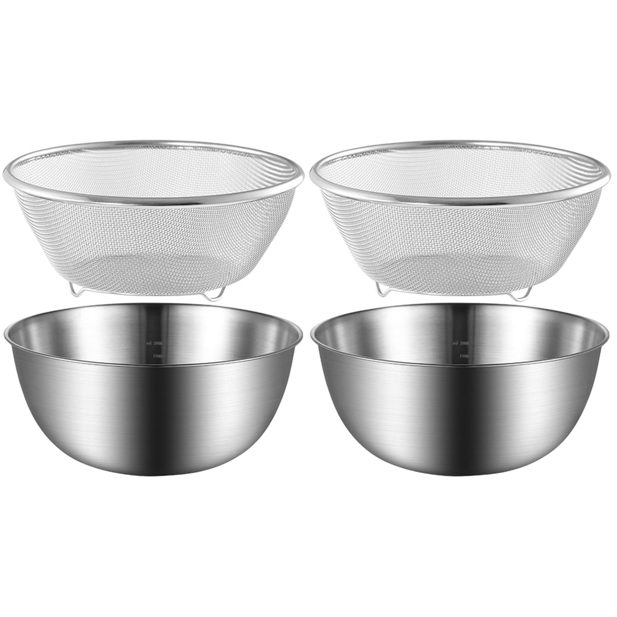 TINKSKY 2 Sets of Rice Strainer Metal Egg Mixer Bowl Fruits Drain Basin