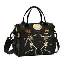 FORMRS Insulated Lunch Bag Unisex Large Capacity with Shoulder Strap, Black Halloween Dancing