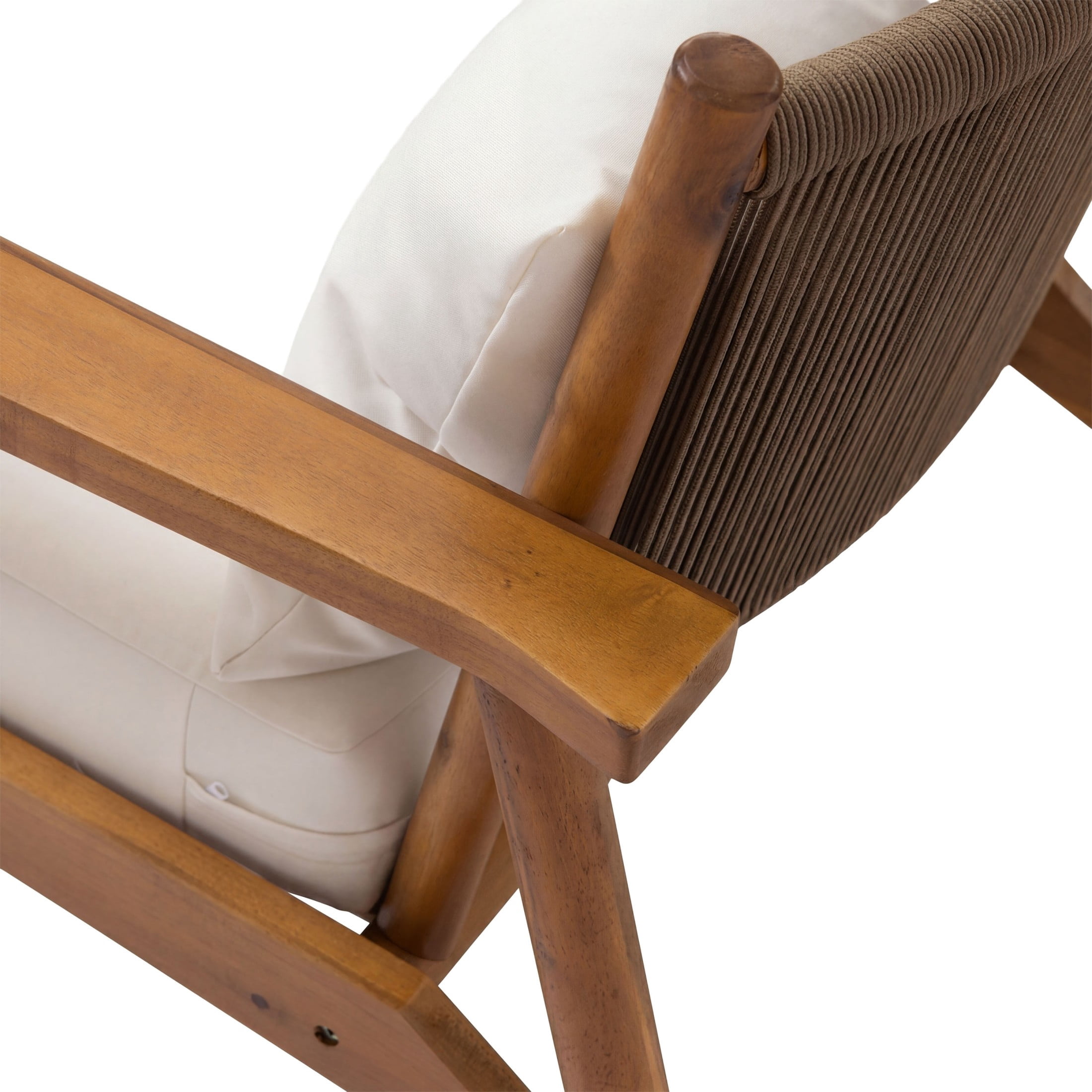 Christopher Knight Home 3-Piece Wood Outdoor Chat Set, Arm Chairs & Side Table, Beige Cushion, Teak