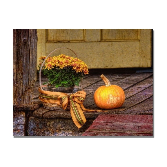 Trademark Fine Art "Pumpkin on the Porch" Canvas Wall Art by Lois Bryan