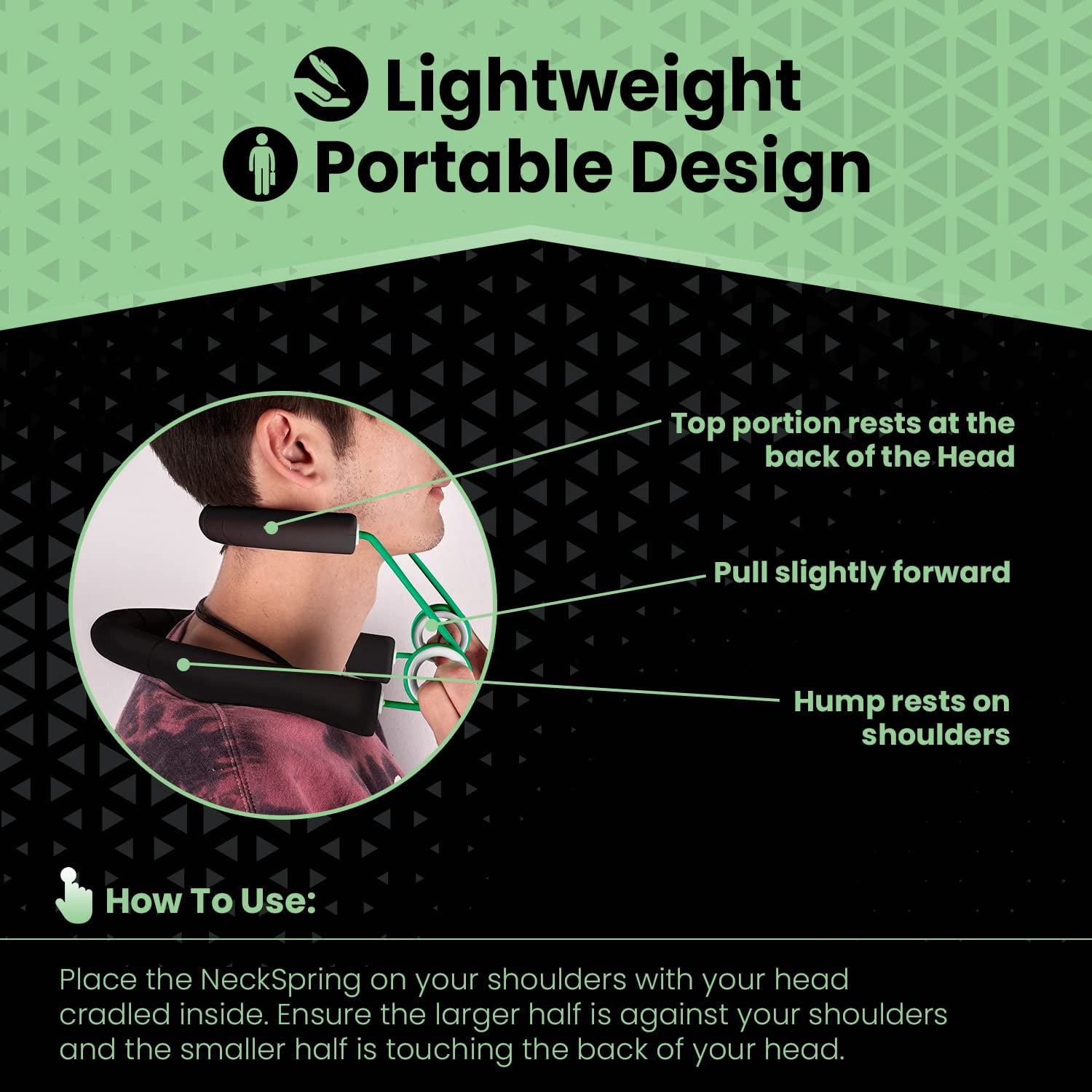 Portable Neck Strengthener by NeckSpring, Relieves Neck Pain, Restore Cervical Curvature, Improves posture; and Reverses Nerd Neck