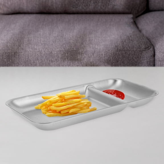 OUNONA 304 Stainless Steel Divided Plate Plated Silver for Storage and Serving 1Pc