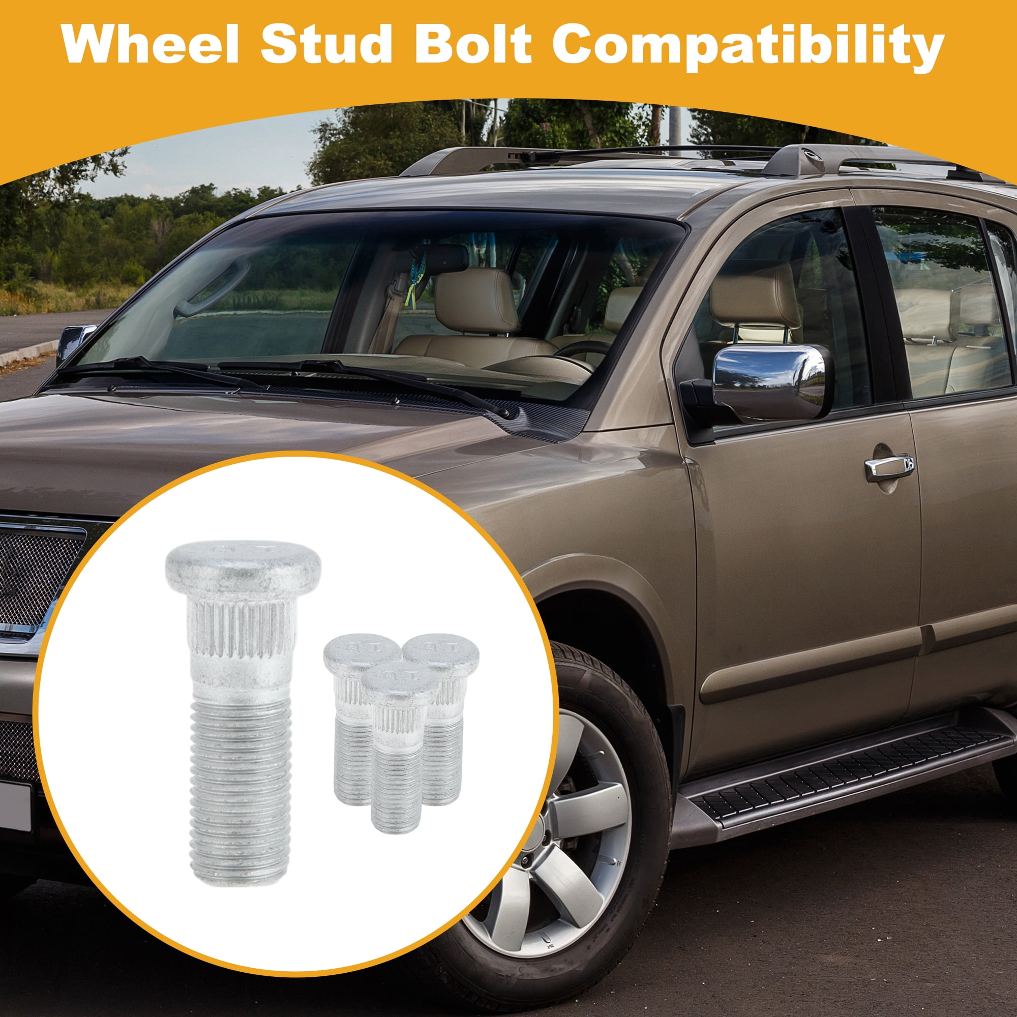 Unique Bargains 4 Pcs M12x1.25 Wheel Lug Stud for Nissan Versa 2012-2019 Front Rear Set