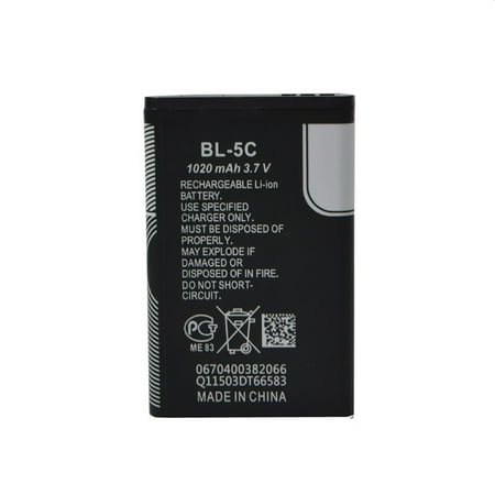 Yfmall Replacement Cell Phone Li-ion Battery 1020mAh 3.7V for Nokia BL-5C Rechargeable