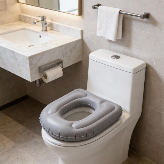 Travel Toilet Seat Riser - Inflatable Soft Raised Toilet Seat Cover for Seniors, Universal Portable Padded Toilet Seat Cushion with Suction Cup for Senior Travel Camping