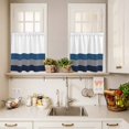 thumbnail image 3 of Grey Blue Curtain Valances Set Geometric Stripes Kitchen Curtains 36&nbsp;inch Length Rod Pocket Valance and Tiers 3 Piece Set Small Bedroom Bathroom Laundry Decor, 3 of 9