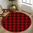 thumbnail image 3 of Christmas Farmhouse Washable Round Area Rug 8 ft, Classical Red Black Buffalo Plaid, Soft Non Slip Rugs Stain Repellent Indoor Felt Carpet for Living Dining Room Bedroom Home Office, 3 of 9